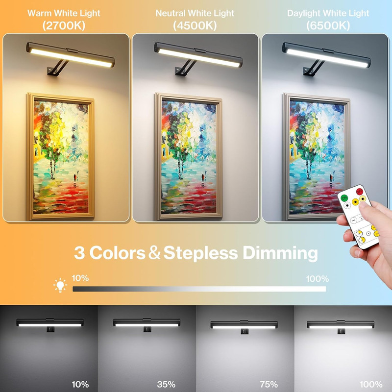 Rechargeable Picture Light Battery Operated, Wireless Wall Light for Painting... gallery