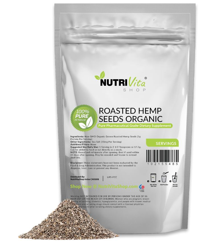 4 LB (64oz) 100% PURE ROASTED HEMP SEEDS VEGAN GLUTEN-FREE nonGMO ORGANIC GROWN gallery