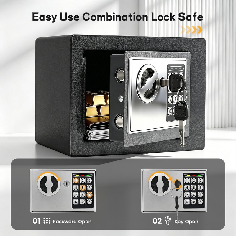 Small Fireproof Security Safe Digital Keypad Lock Gun Cash Jewelry Document Box gallery