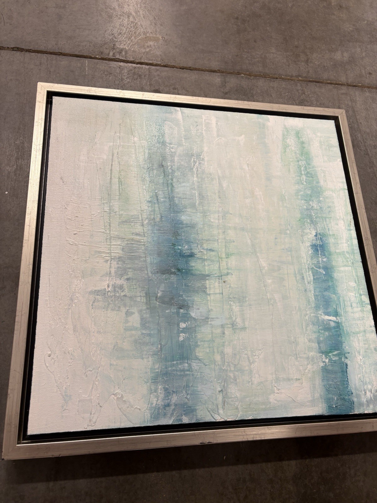 AMEA Artwork Calafia Cliffs Abstract Framed Canvas Print Blue/White 20x20 gallery
