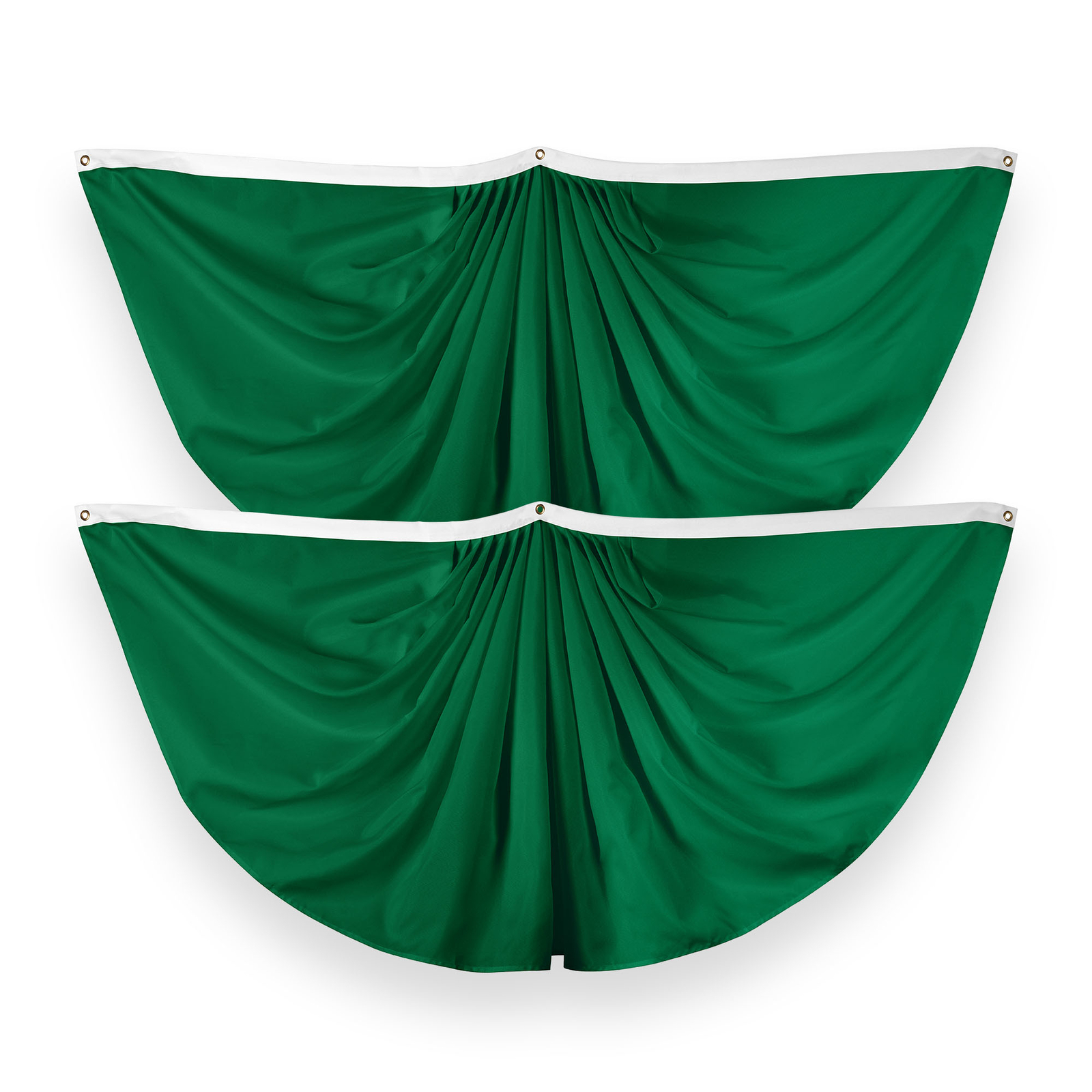 G128 2 Pack: Solid Dark Green Color Pleated Fan Flag 3x6 Ft Printed 150D Poly gallery