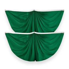 G128 2 Pack: Solid Dark Green Color Pleated Fan Flag 3×6 Ft Printed 150D Poly