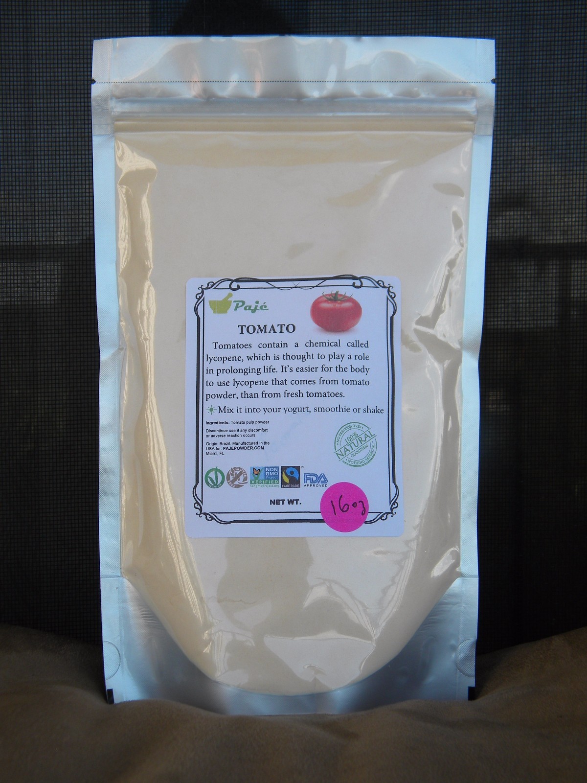 TOMATO powder 16oz - 1lb , lycopene , raw, gluten free, non-GMO PAJE gallery