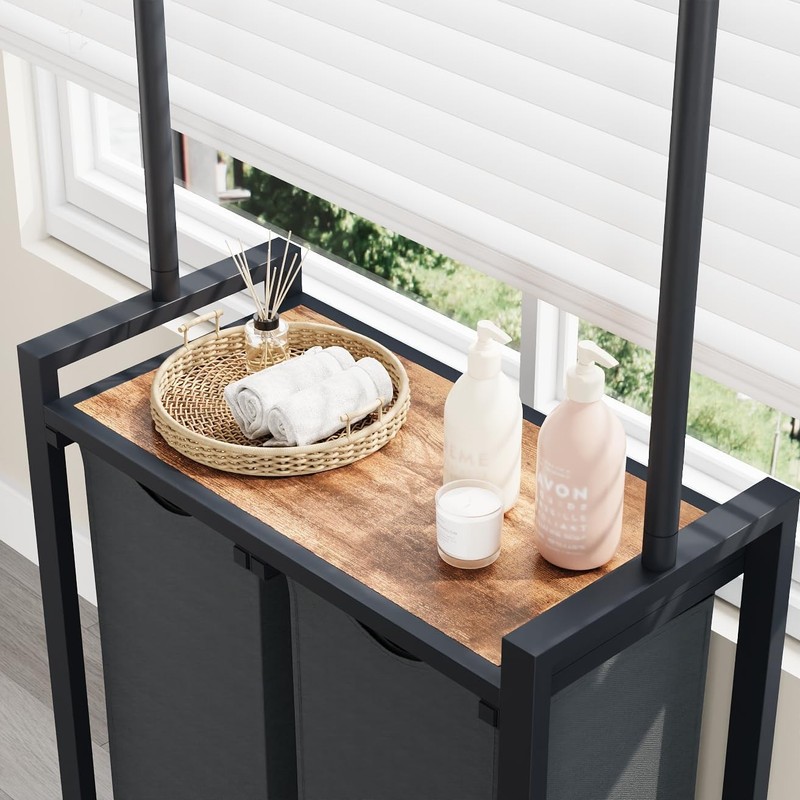Rolling Laundry Cart with Hanging Rack & Utility Shelf Sorter-2 Bags with Wheels gallery
