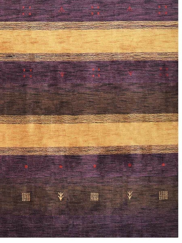 Eco-Friendly Hand Knotted Loom Wool Area Rug Contemporary Purple Gold BBL0A211 gallery