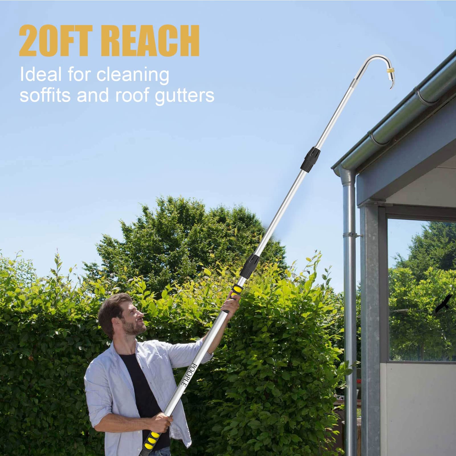 POOPLE Gutter Cleaning Tools from The Ground, 20FT Reach Telescoping 12FT gallery