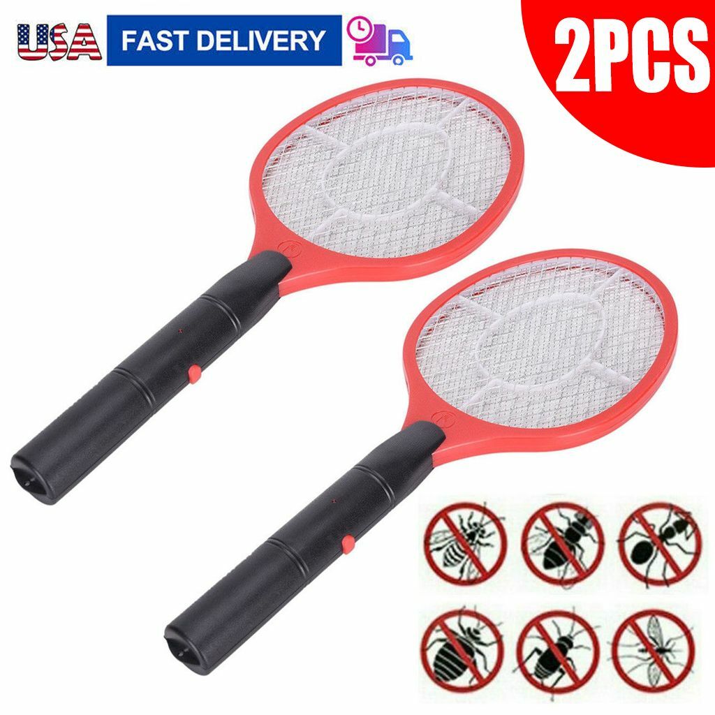 2 Packs Electric Bug Zapper Racket Mosquito Fly Swatter Insects Bat Handheld Red gallery