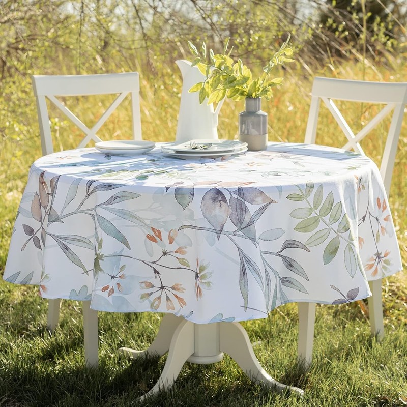 Spillproof Spring/Summer Heavyweight Fabric Outdoor Tablecloth with Umbrella ... gallery