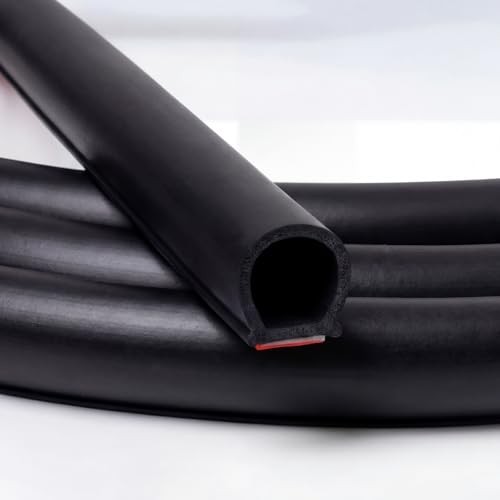 Pangda 16Ft D Shape Rubber Weather Stripping Foam Self 16ft L 3/8" W × 1/4" H gallery