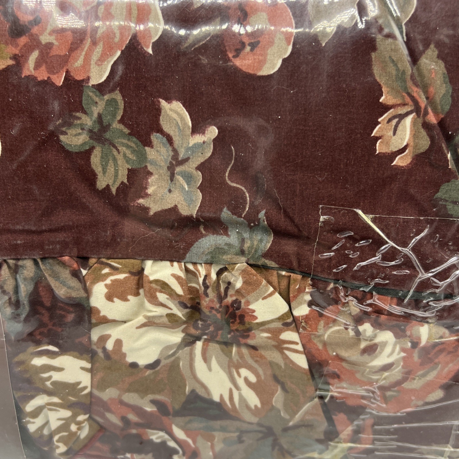 Royale Gold Collection Twin Sheet Set Pillowcase Wine Floral Ruffle gallery