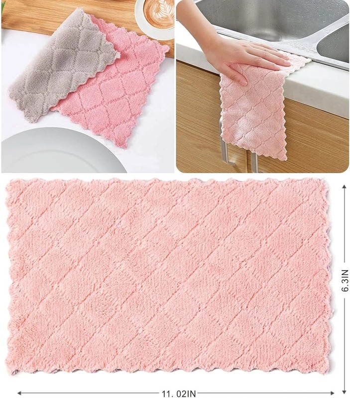 10 Pack Kitchen Cloth, Microfiber, Super Absorbent Coral, Premium Non-Stick Oil gallery