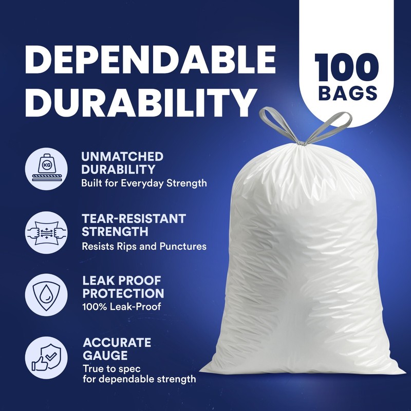 Plasticplace 4 Gallon Drawstring Trash Bags - Case of 100 Bags gallery