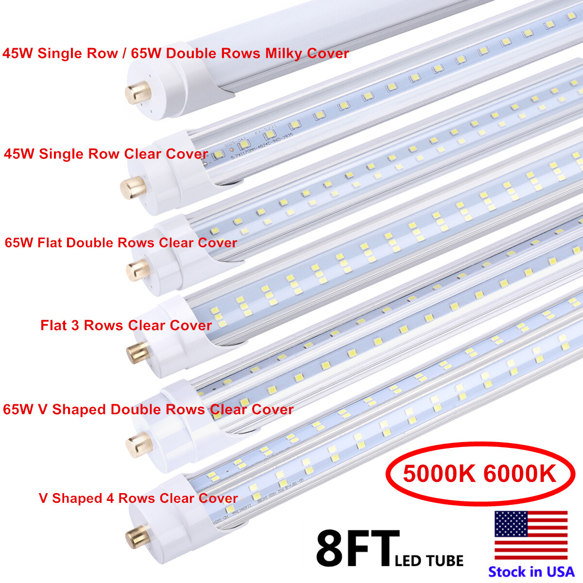 90W 8FT LED Tube Light T8 Single Pin FA8 Bulbs F96 T12 led 8ft Fluorescent Bulb gallery