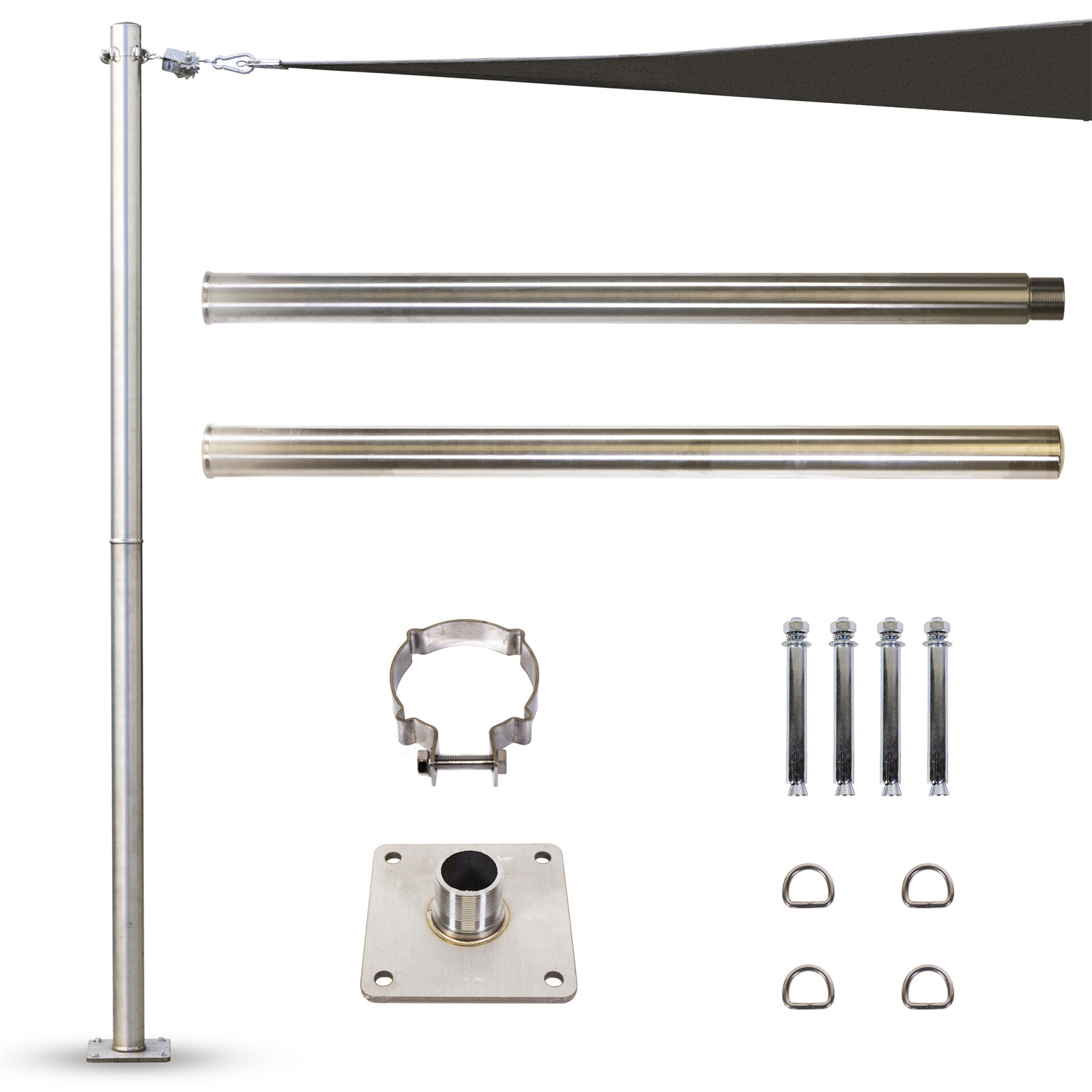 ColourTree Stainless Steel Pole with Base Plate Height-Adjustable Mounting Clamp gallery