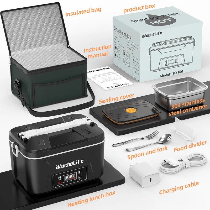 Cordless Electric Lunch Box,Fast Heating Portable Food Warmer with 20000mAh,d gallery
