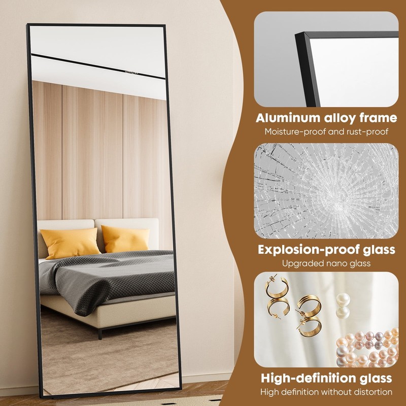 Gianna 71"x26" Full Length Rectangular Mirror Wall or Leaning Aluminum Alloy gallery