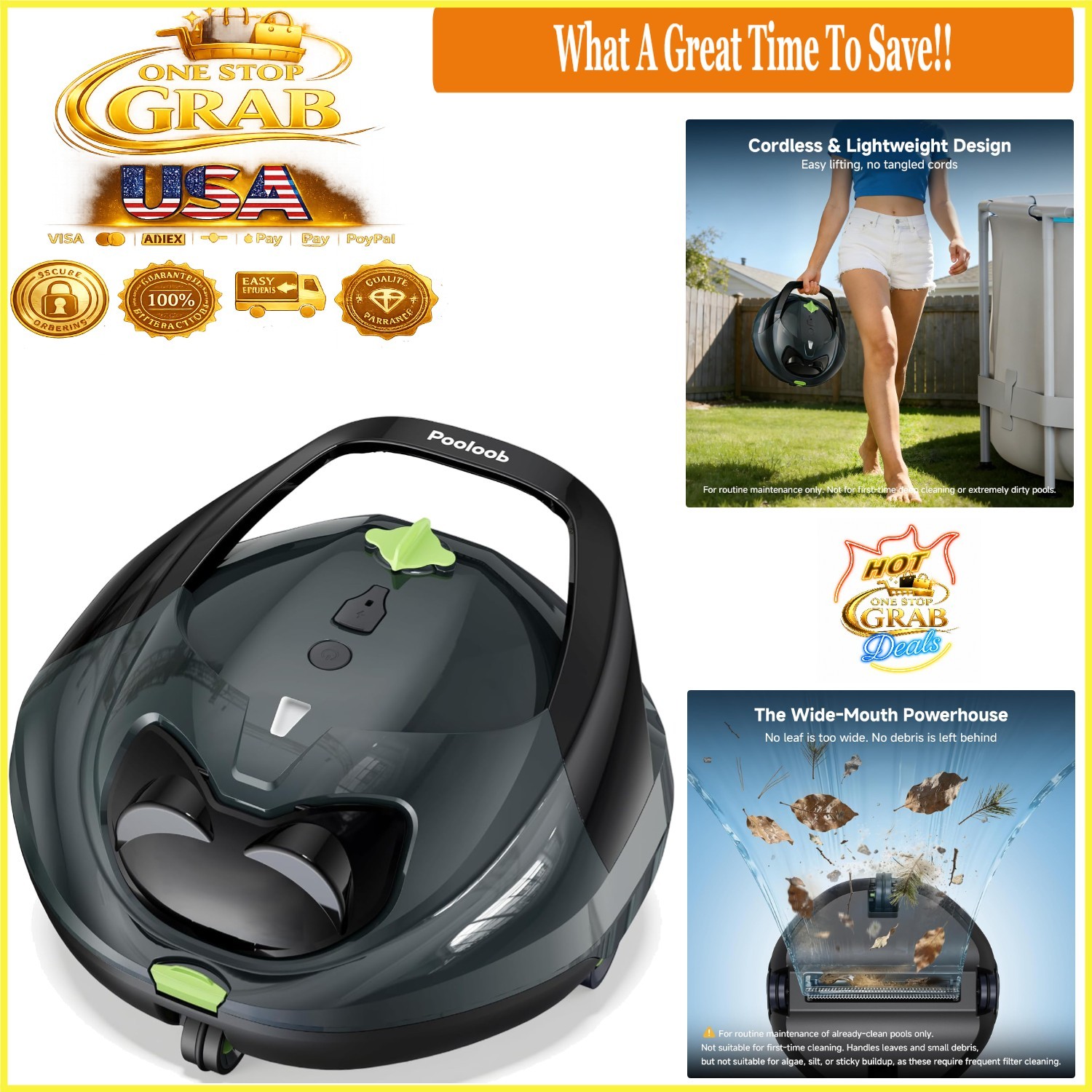 PF1 Cordless Pool Cleaner Robot for Flat-Bottom Pools 150 Min Runtime gallery