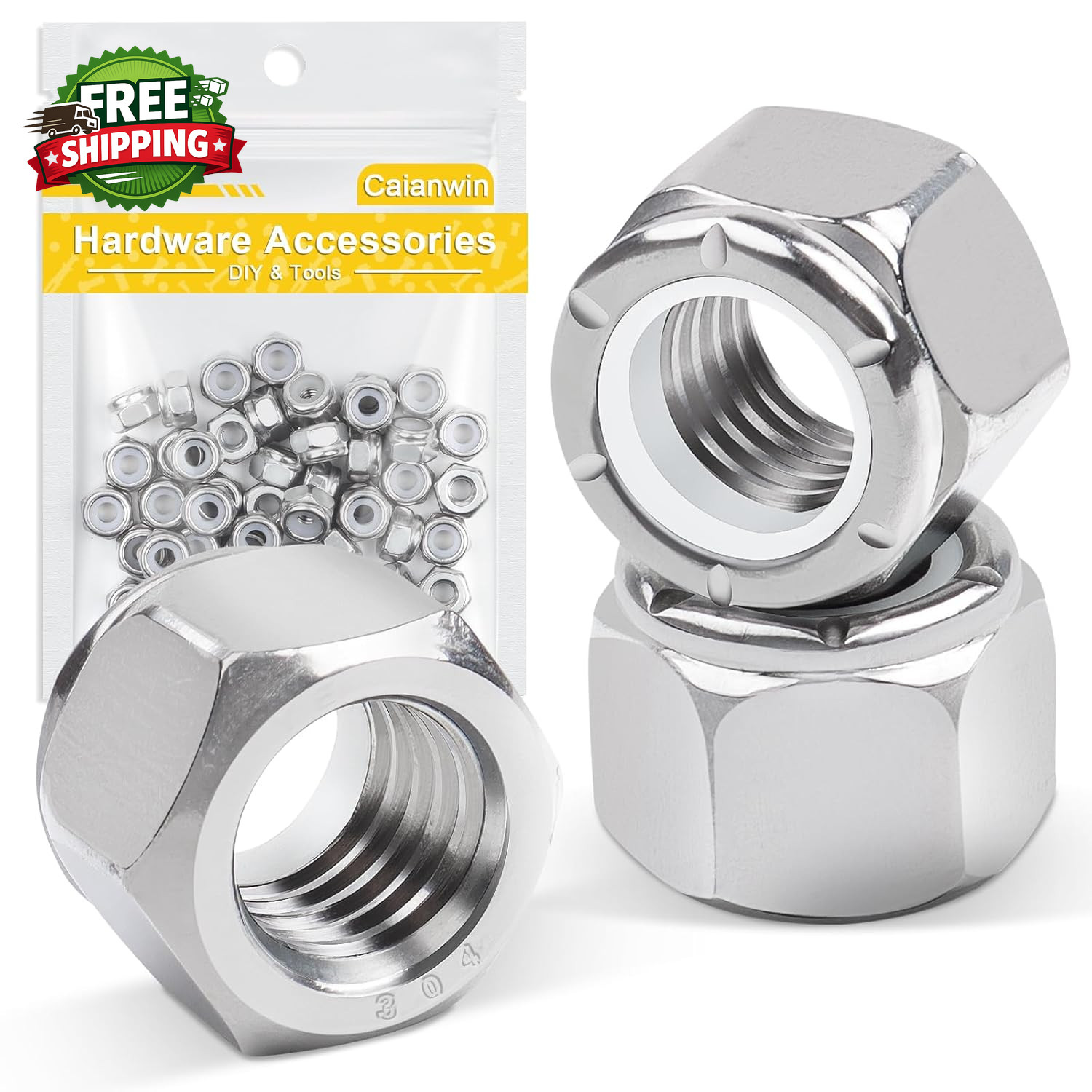 100Pcs 10 24 Nylon Insert Hex Lock Nuts A2 304 Stainless Steel Self Locking gallery
