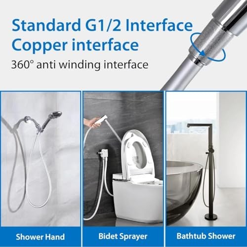 Shower Hose Extra Long 6ft,Explosion Proof Anti Winding 69 In Brushed Nickel gallery