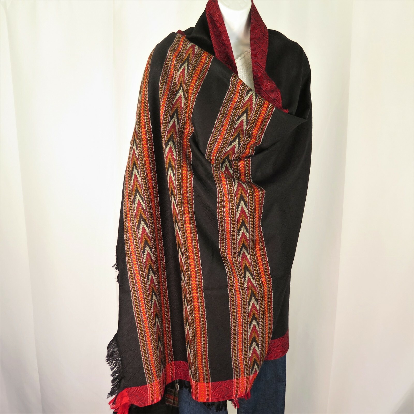 Yak+Sheep Wool Blend|Shawl/Throw|Hand Loomed|Kullu|Color: Black gallery