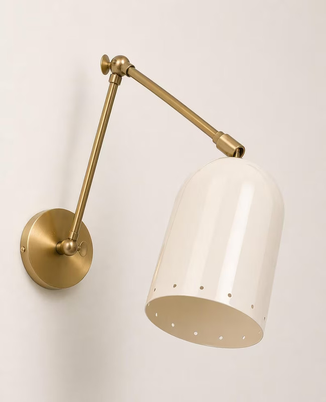 Handmade Adjustable Brass Wall Sconce, Modern Swing Arm Reading Wall Lamp gallery