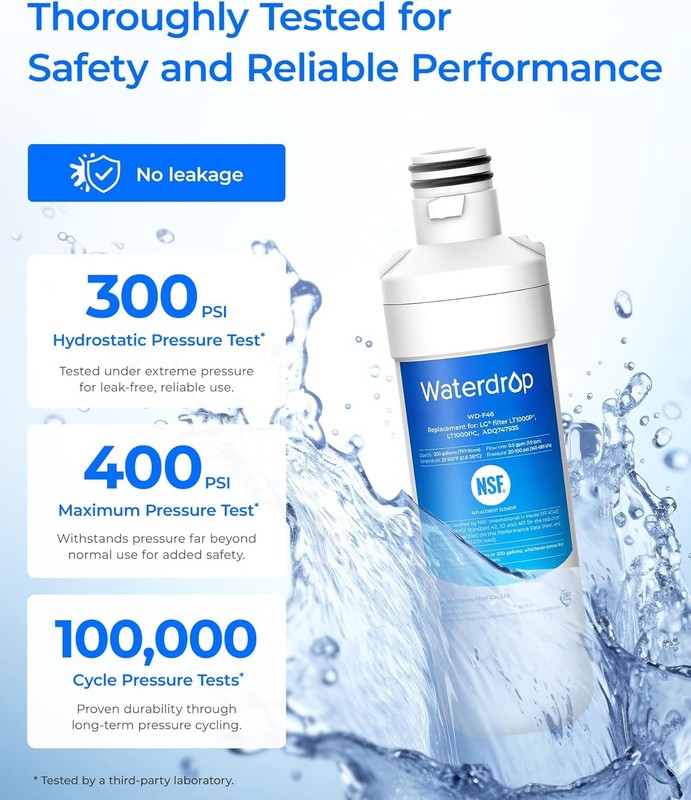 Waterdrop Replacement for LG® LT1000P® Refrigerator Water & Air Filter，3 Combo gallery