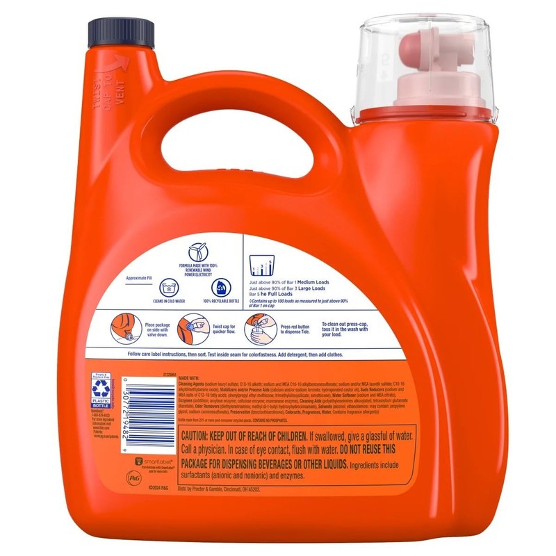 Tide Plus with Ultra Downy Laundry Detergent, April Fresh, 100 Loads, 128 Fl Oz gallery