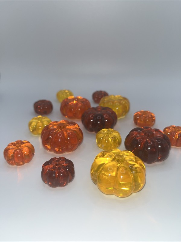 Acrylic Fall Pumpkins 14 pc. Orange, Yellow & Amber Colored Table Scatter gallery