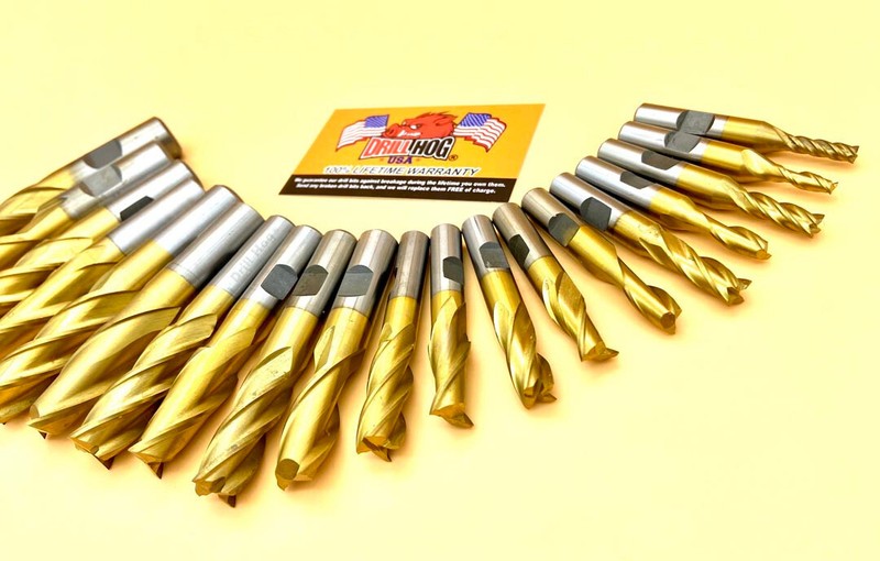 Drill Hog® 20 Pc End Mill Set Titanium Ti-22 End Mills Set Lifetime Warranty gallery