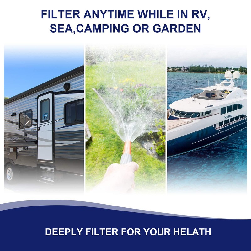 2 Pack RV Camper Inline Water Filter Marine Garden Camping Water Hose KDF Filter gallery
