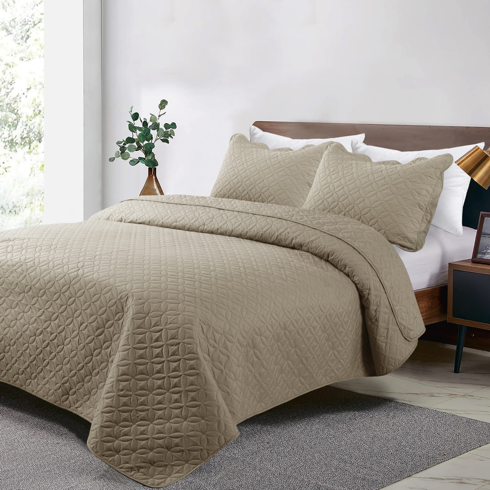 Luxury Bedspread Bedding Set 3 Piece Quilted Coverlet Bed Throw Queen King Size gallery