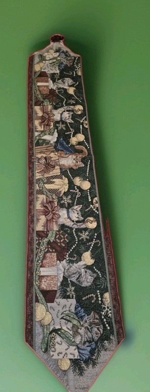 Tapestry Style Christmas Holiday Table Runner Cats Kittens 63" X 13" gallery