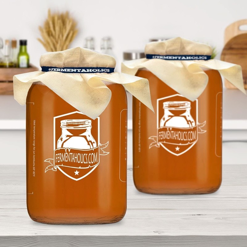 Printed Kombucha Jar 2 Pack - 1 Gallon Glass Jars for Homebrewing, Storage gallery