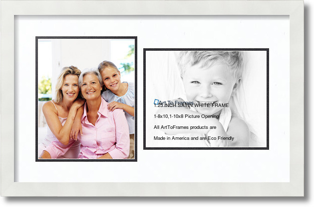 ArtToFrames Collage Mat Picture Photo Frame 2 8x10" Openings in Satin White 107 gallery