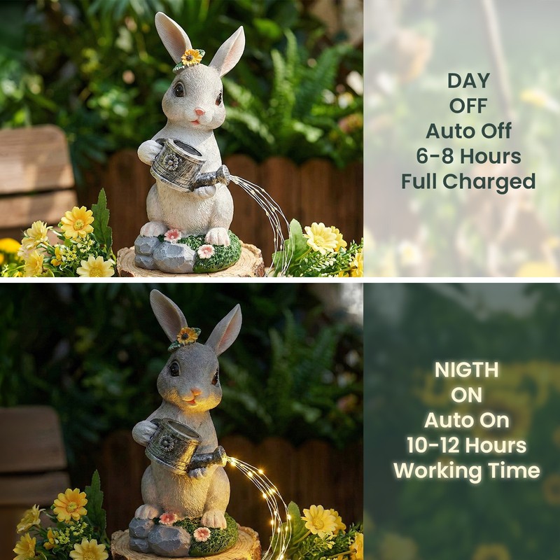Unique Solar-Powered Rabbit Figurine - Ideal Easter Gift & Garden Decoration gallery