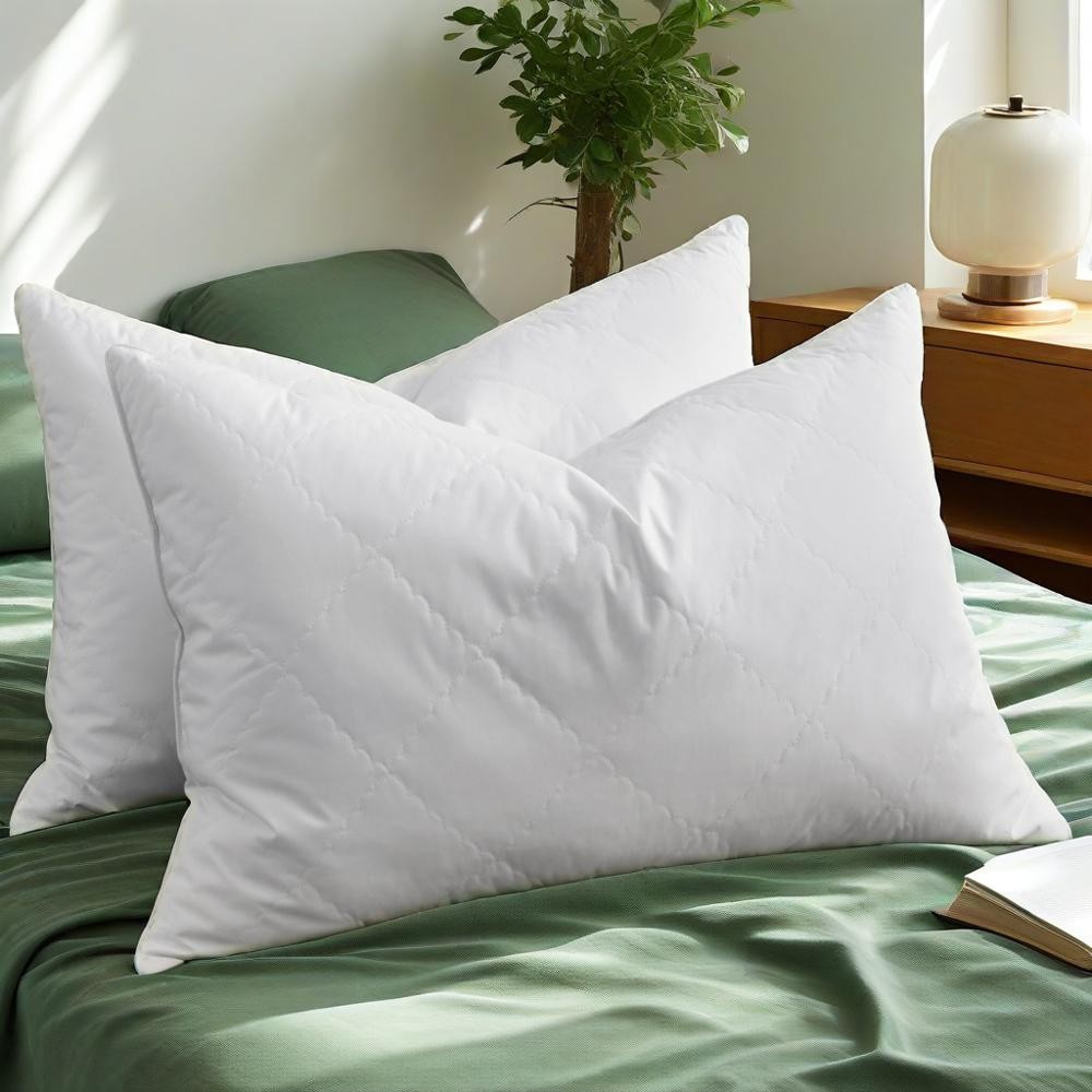 2PCS Soft to Medium Support Feather Bed Pillows King or Queen, Anti Feather Poke gallery