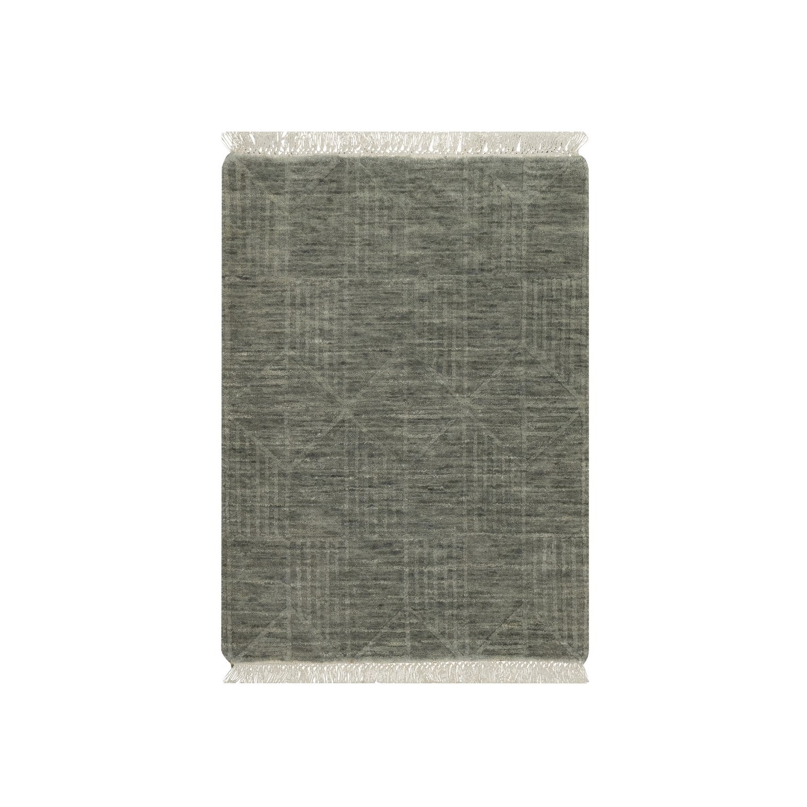 2'x2'8" Iceberg Green Pure Wool Small Rug Geometric Design Hand Loomed Mat 91789 gallery
