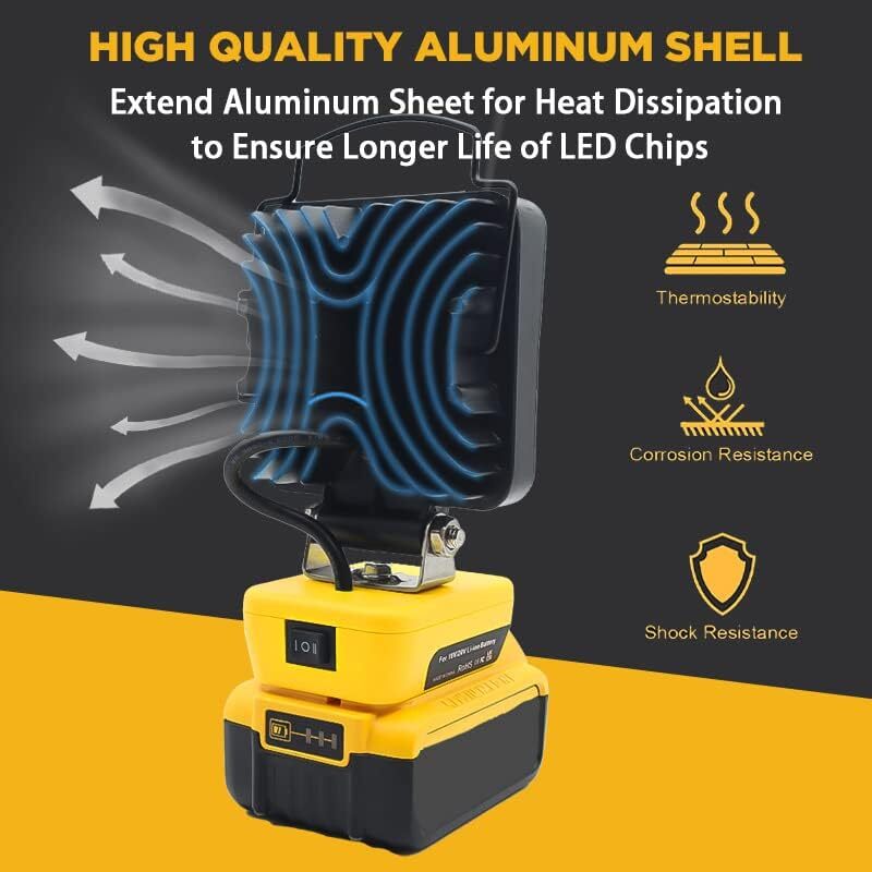 3400LM Cordless LED Work Light Spotlights for Dewalt 20v Battery 34W Outdoor gallery