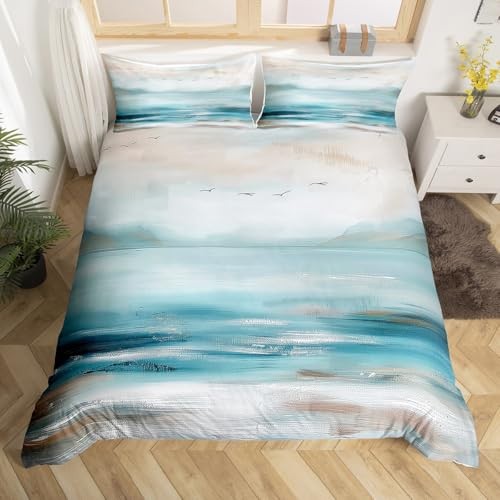 Beach Theme Comforter Cover Full Size Full (No Comforter) Blue Brown and White gallery