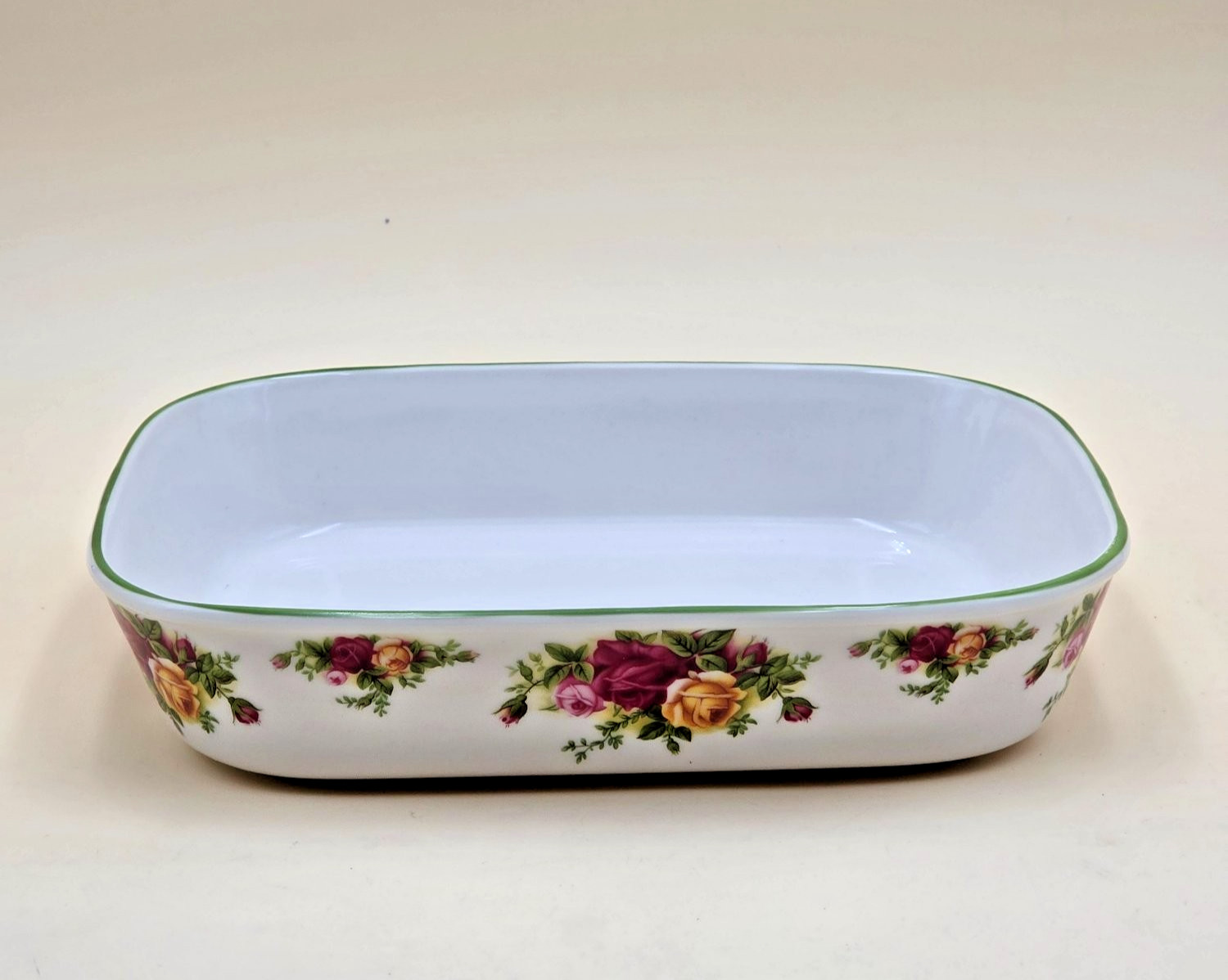 Royal Albert Old Country Roses Rectangle Baking Dish 10.25" Green Trim Casserole gallery