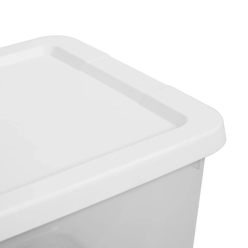 (4) 12 Quart Storage Boxes, Clear Plastic Storage Bin with Snap-On Lid, White gallery