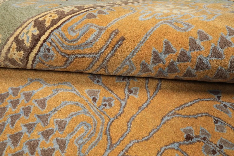 Multi Size Gold Brown Hand Tufted Arts & Crafts/Mission Donegal Wool Area Rug gallery