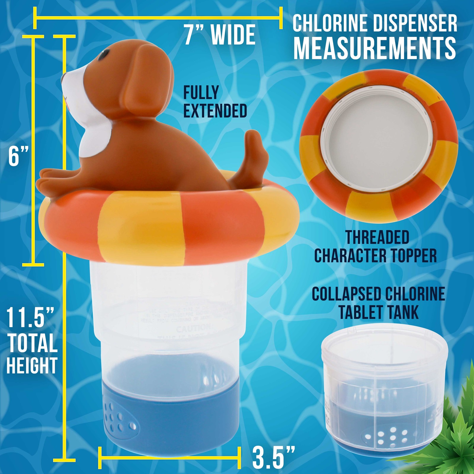 U.S. Pool Supply Puppy Dog Floating Pool Dispenser, Holds 3" Tablets gallery