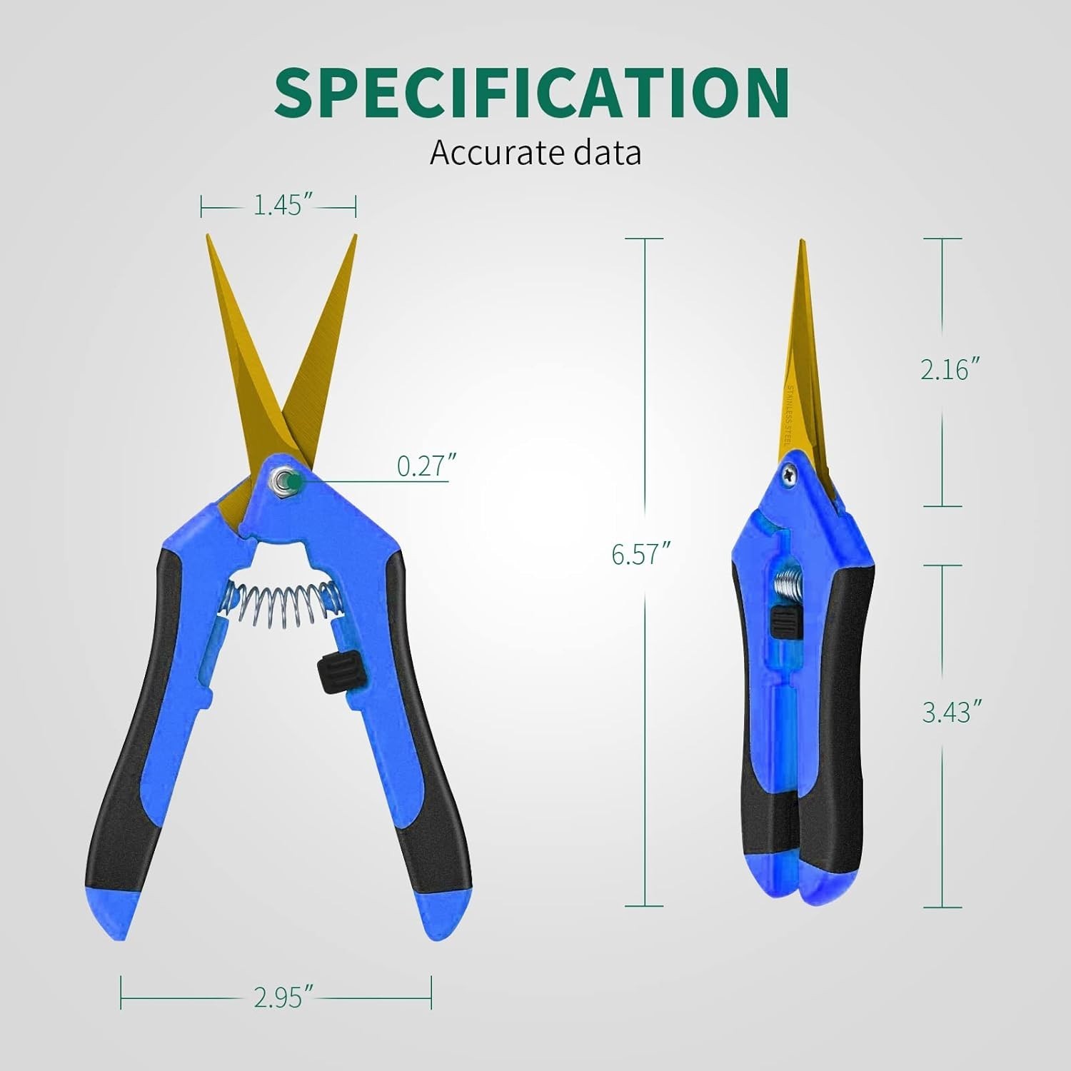 SZHLUX 6.5" Gardening Scissors Pruning Shears Titanium Curved Precision Blades gallery