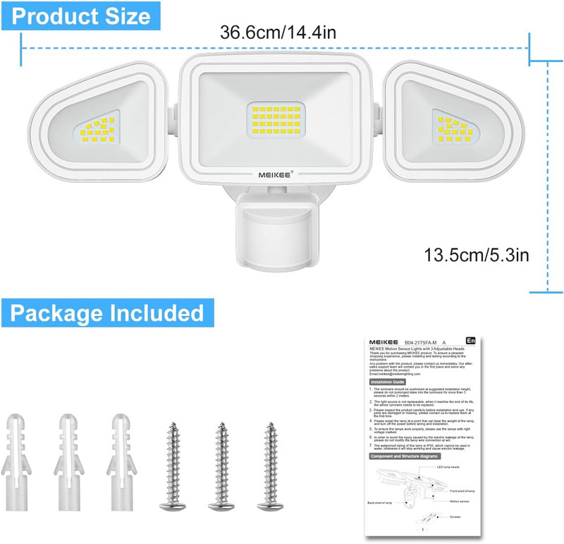 42W LED Security Lights Motion Sensor Light Outdoor Flood Light, 3600LM 6500K IP gallery