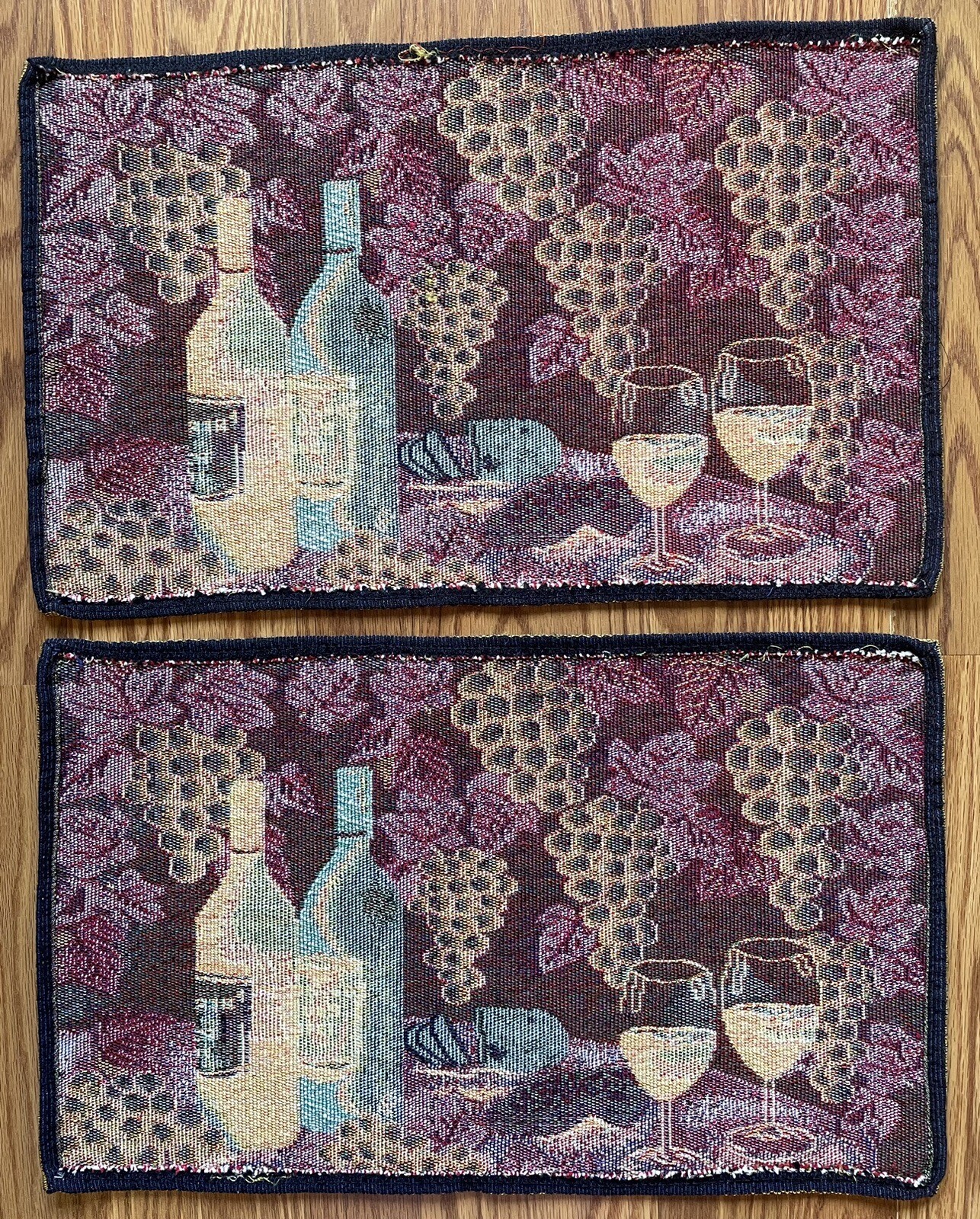 Wine Theme Tapestry Placemats Set Of 2 EUC No Flaws 12 X 19” VTG gallery