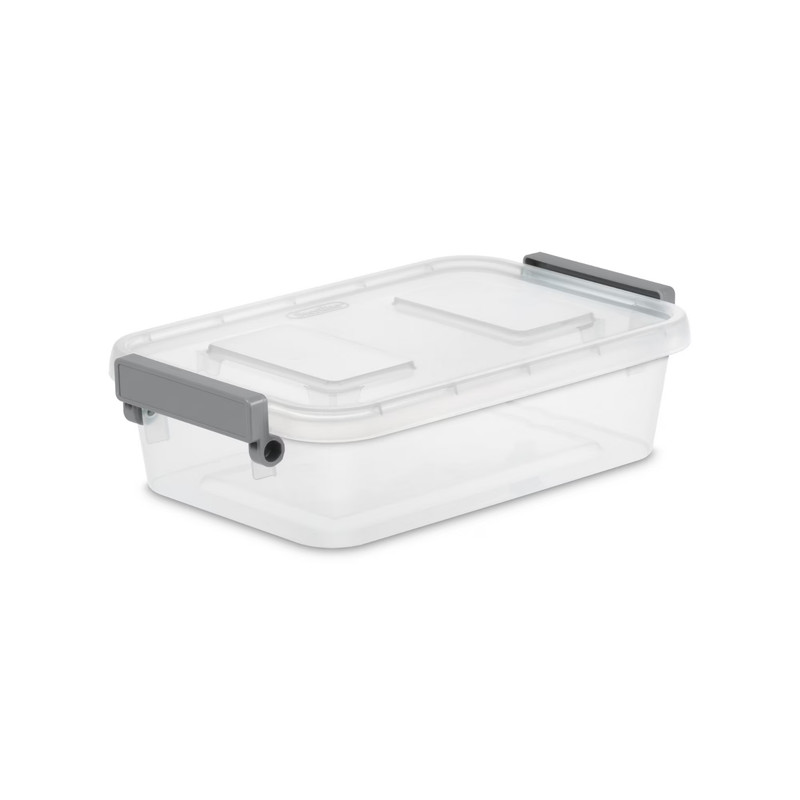 2 Pack Sterilite 2.7 Qt Modular Locking Storage Box Clear Gray Container gallery