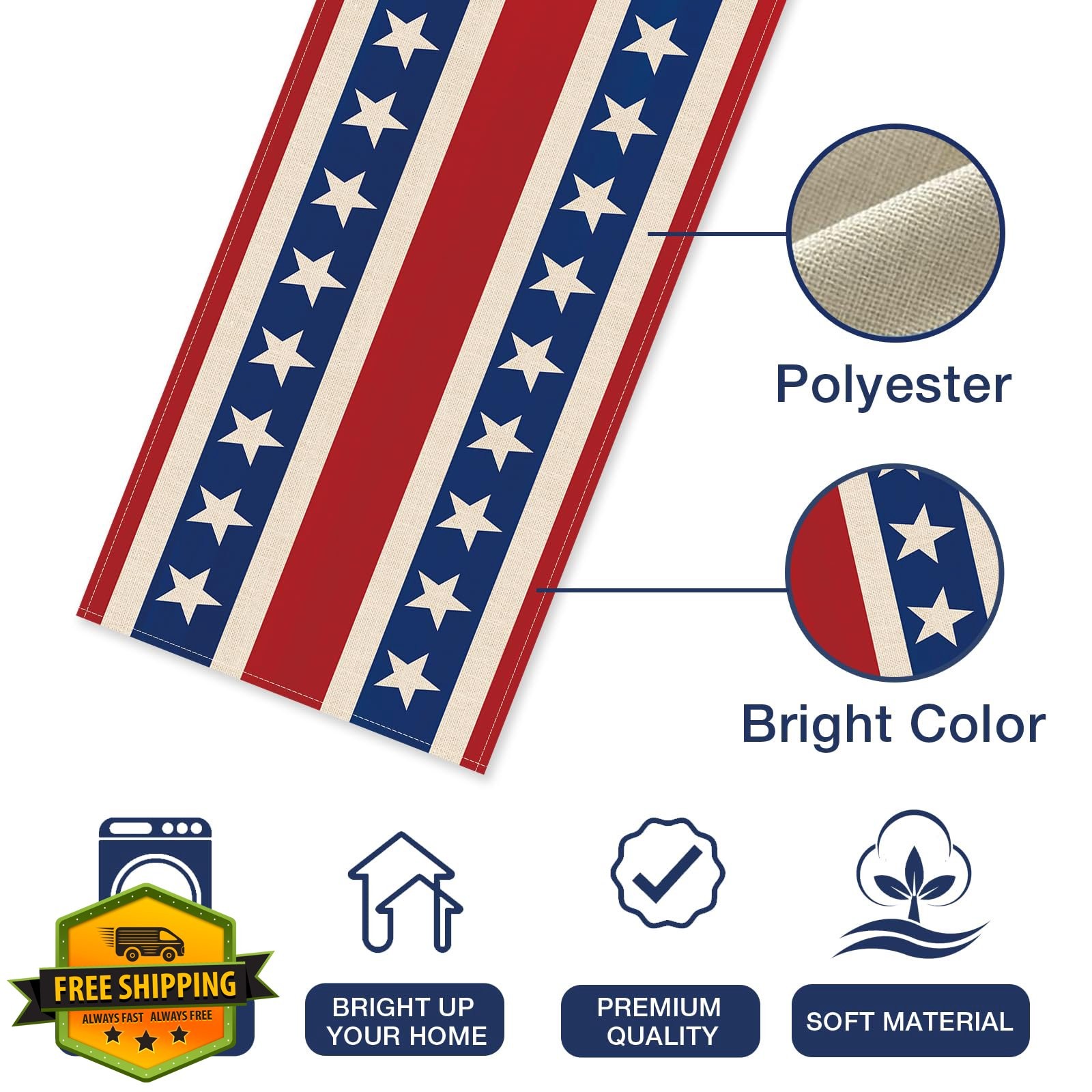 Seliem Memorial Day Table Runner 13x48 Stripes gallery