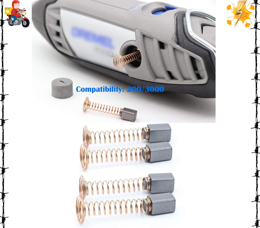 Carbon Motor Brushes Compatible for Dremel 3000 200 - Pack of 2 Pairs