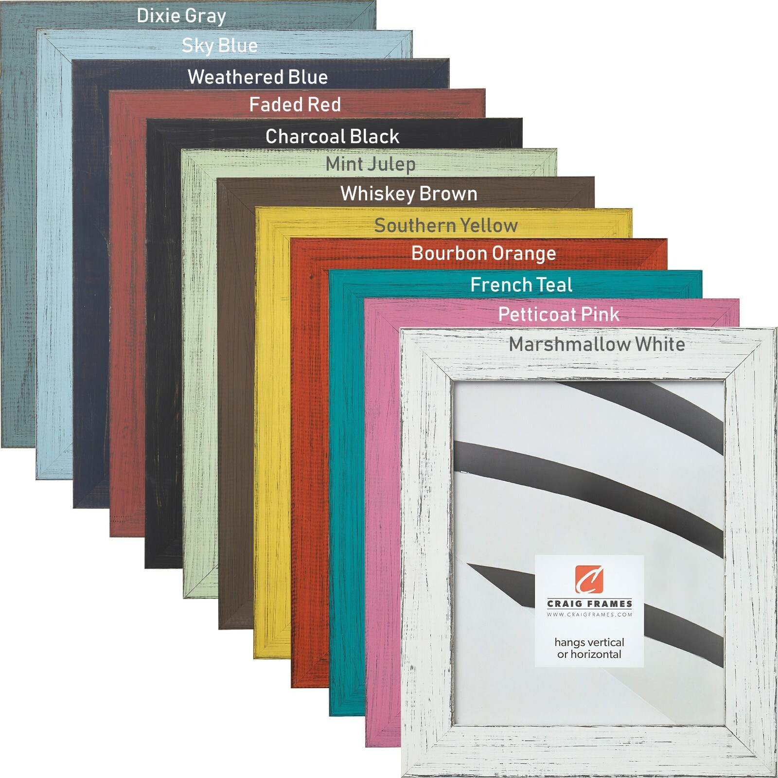 Craig Frames Jasper, Rustic Picture Frame, 1.5" Wide, Various Colors gallery